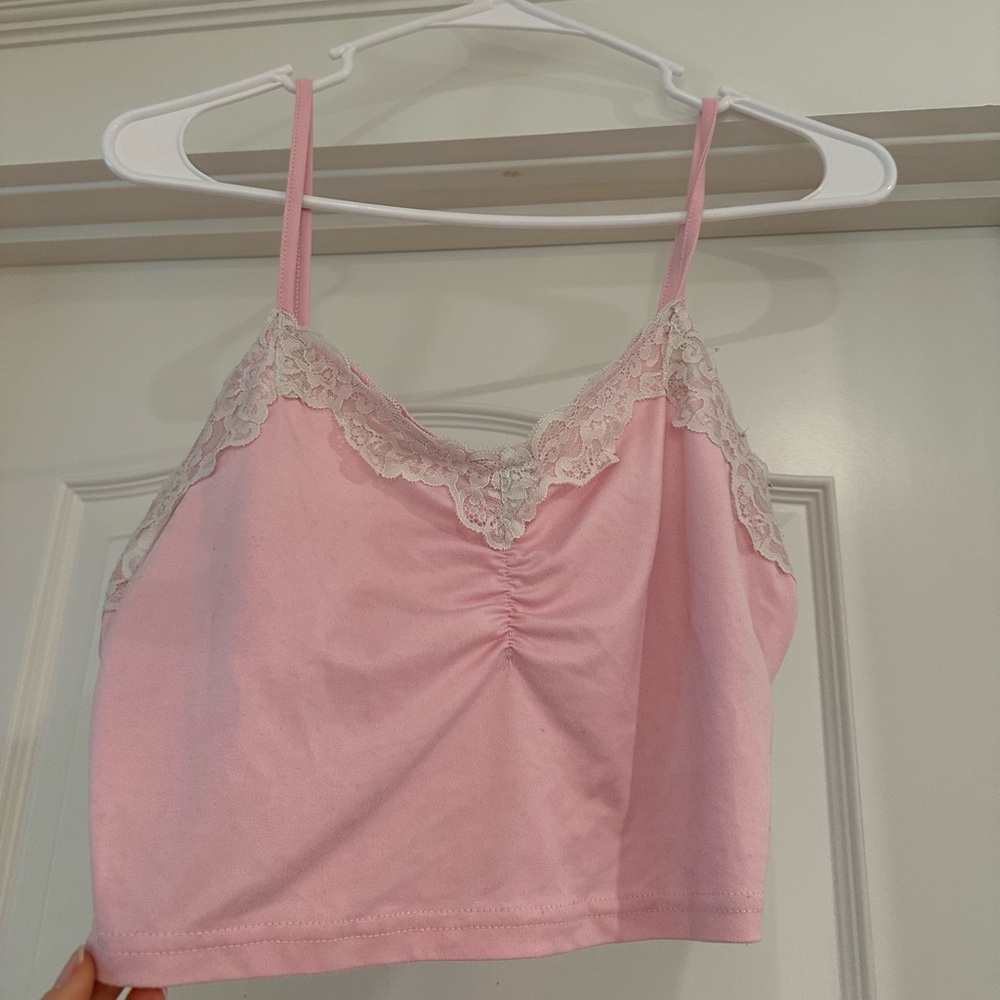 Pink Lace Trim Camisole